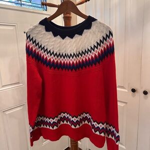 Charter Club Red, White & Navy Fair Isle Crewneck Sweater